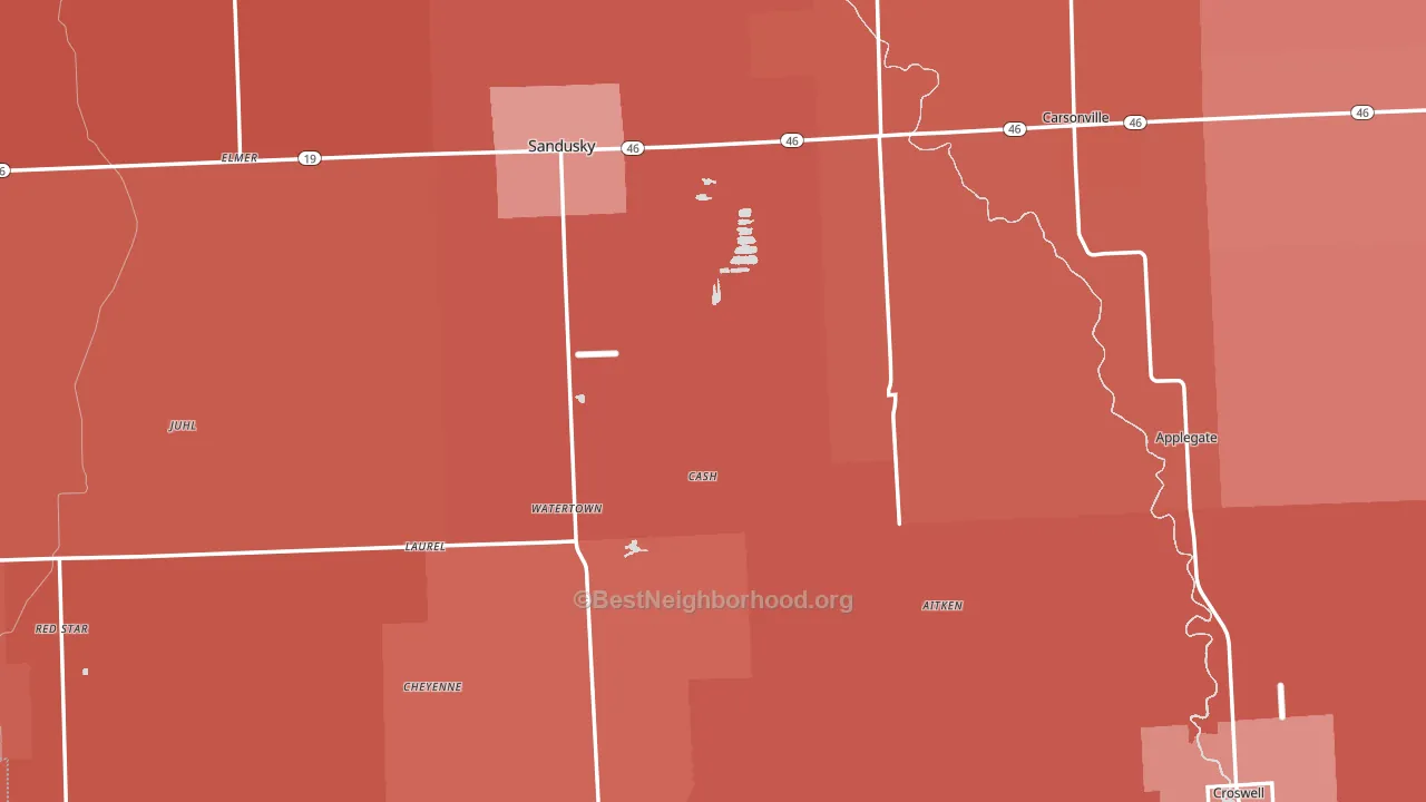 Sanilac County, MI block-group political-lean map