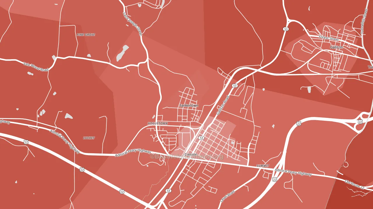Sankertown, PA block-group political-lean map