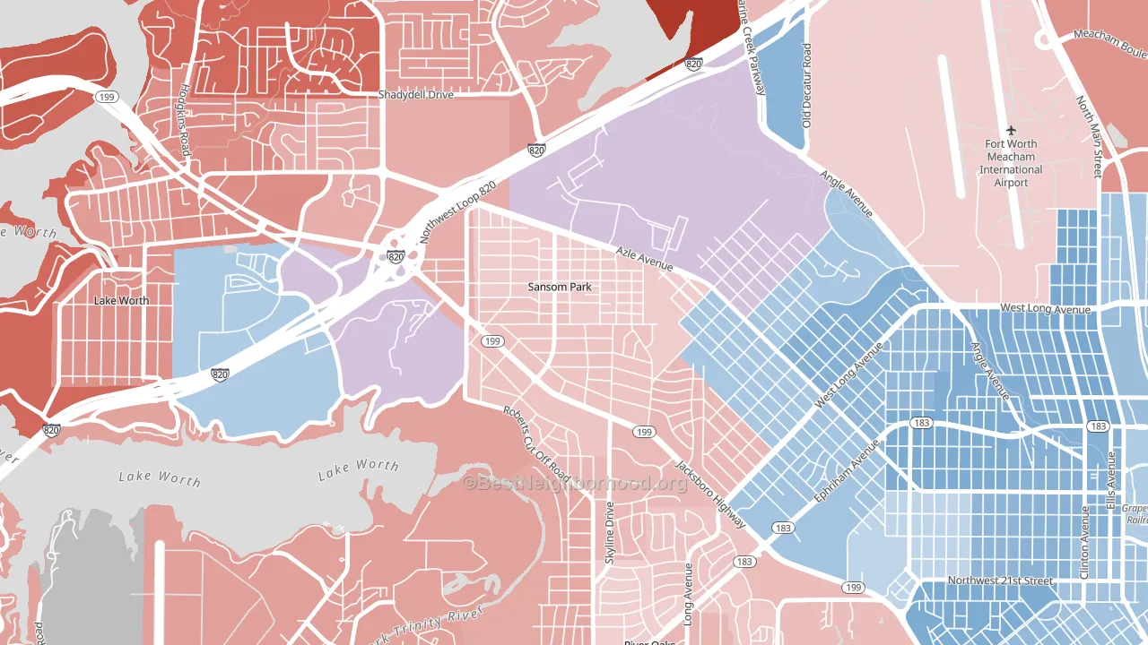 Sansom Park, TX block-group political-lean map