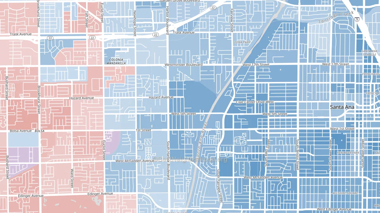 Santa Anita, Santa Ana, CA block-group political-lean map