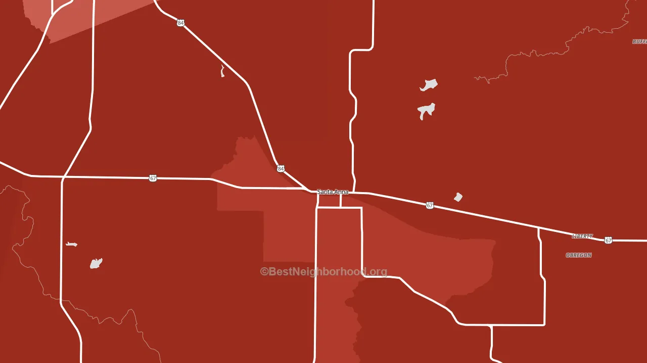 Santa Anna, TX block-group political-lean map