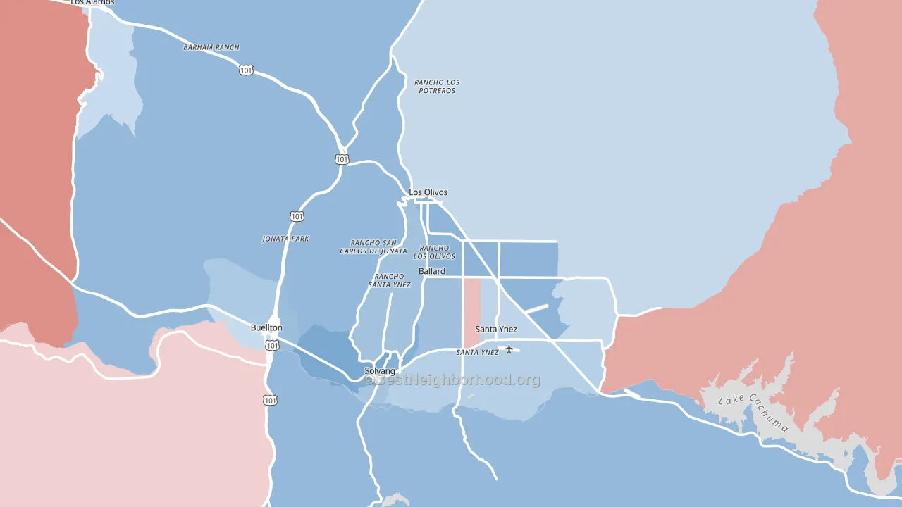 Santa Barbara County, CA block-group political-lean map