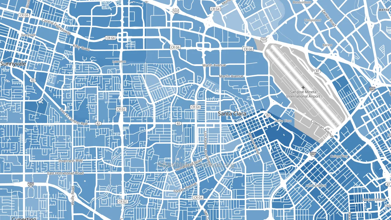 Santa Clara, CA block-group political-lean map