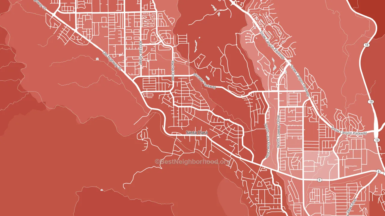 Santa Clara Heights, Santa Clara, UT block-group political-lean map