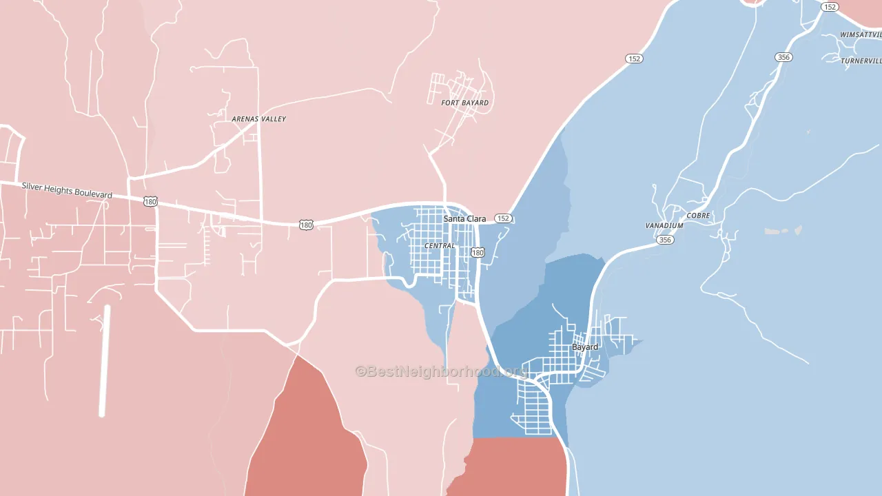 Santa Clara, NM block-group political-lean map