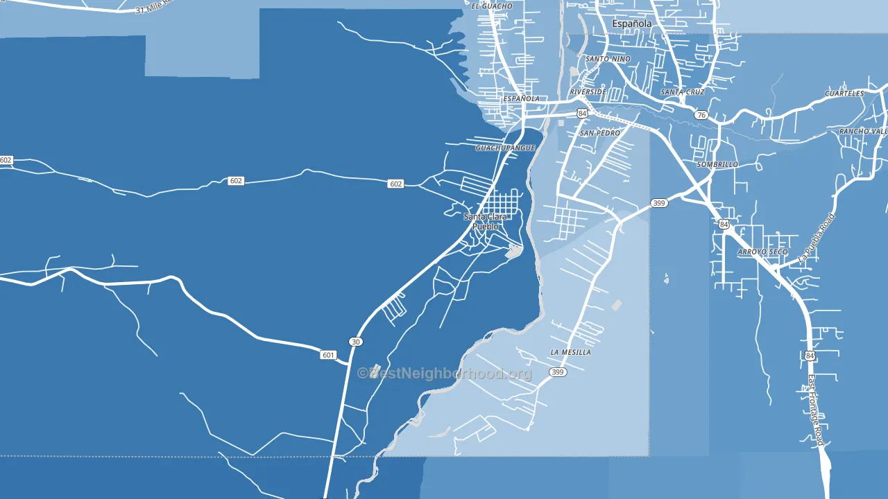 Santa Clara Pueblo, NM block-group political-lean map