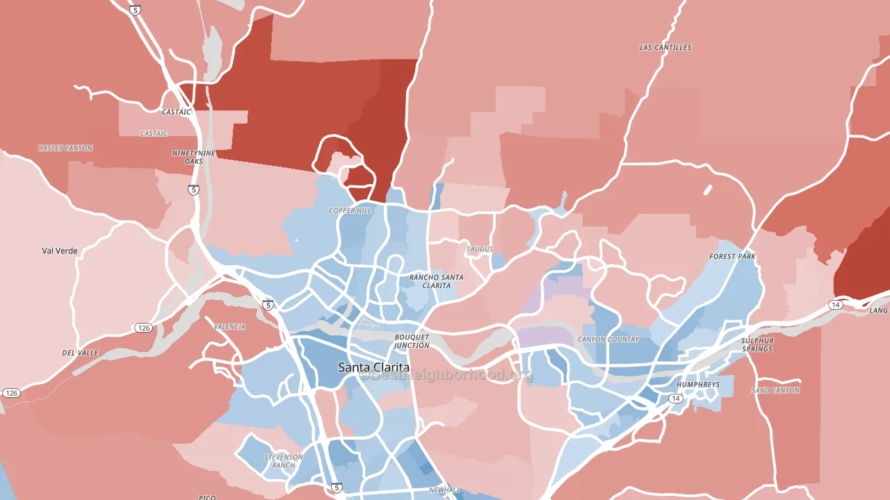 Santa Clarita, CA block-group political-lean map