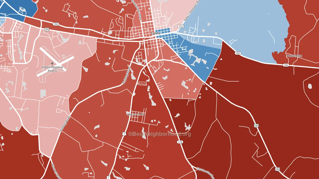 Santa Claus, GA block-group political-lean map