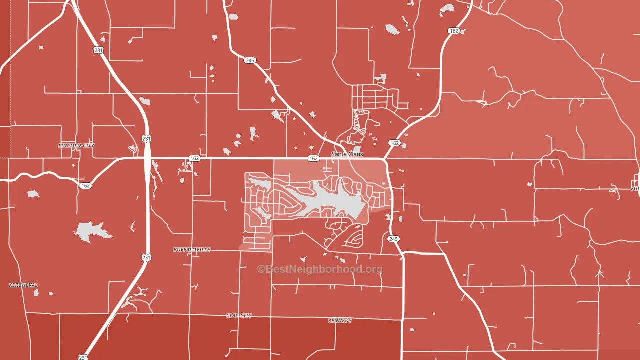 Santa Claus, IN block-group political-lean map