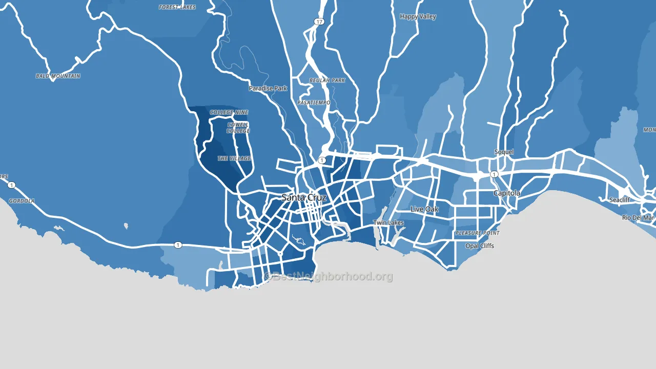 Santa Cruz, CA block-group political-lean map