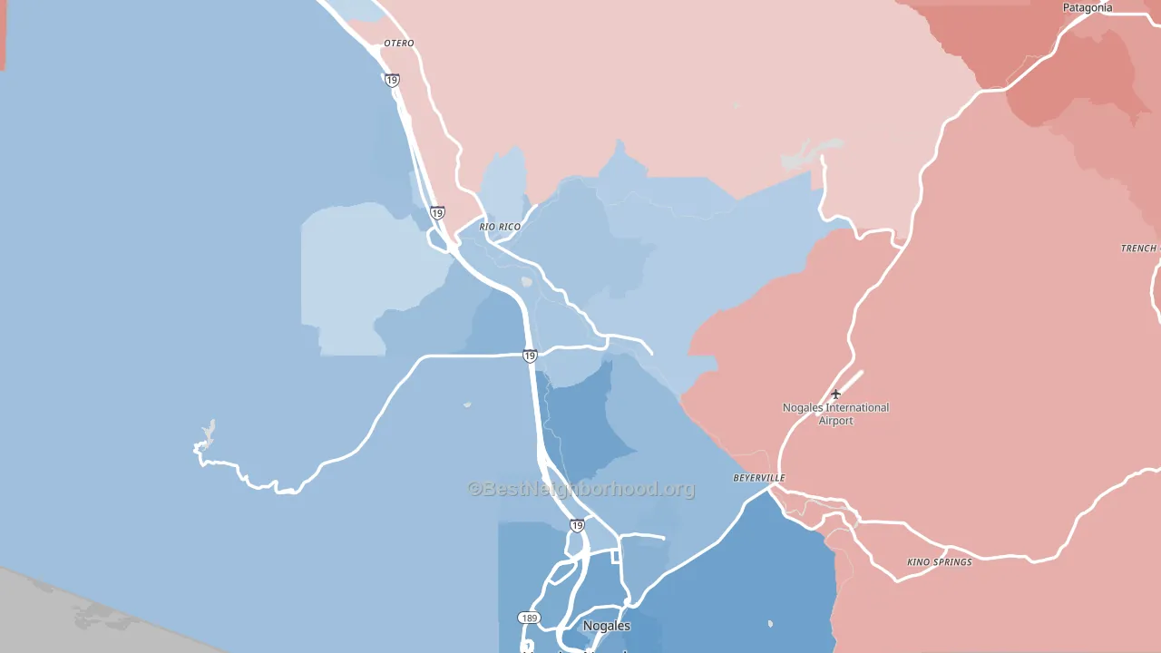 Santa Cruz County, AZ block-group political-lean map