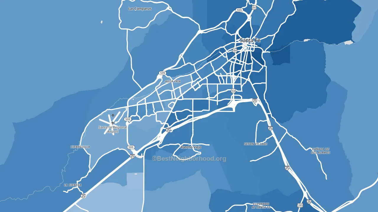 Santa Fe County, NM block-group political-lean map