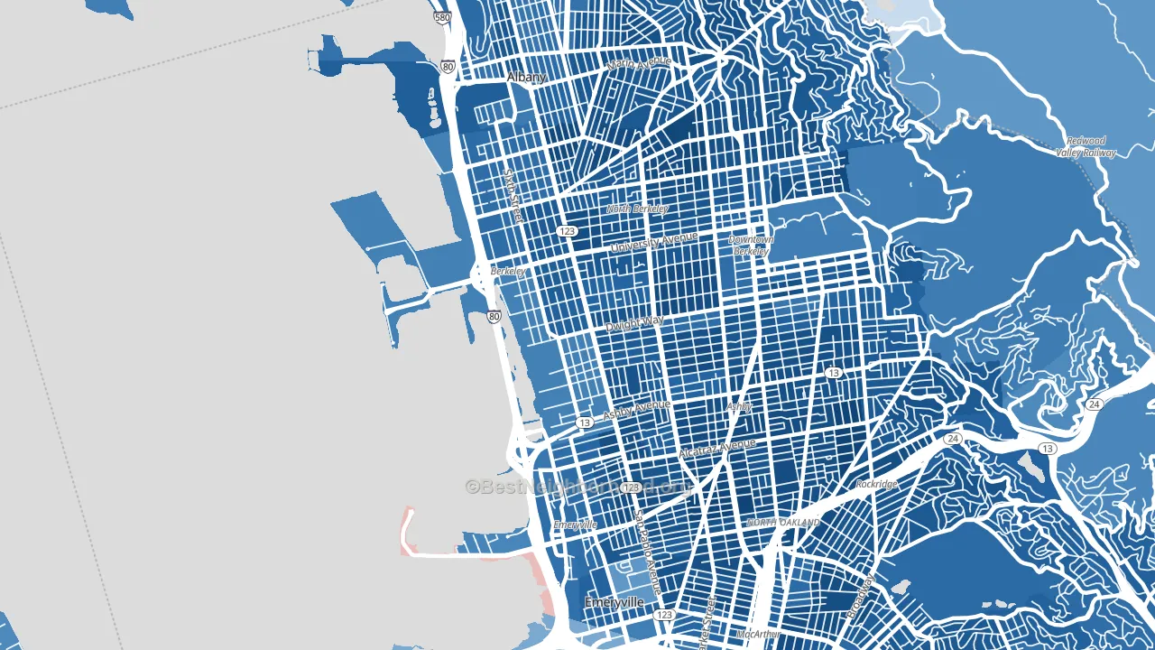 Santa Fe, Emeryville, CA block-group political-lean map