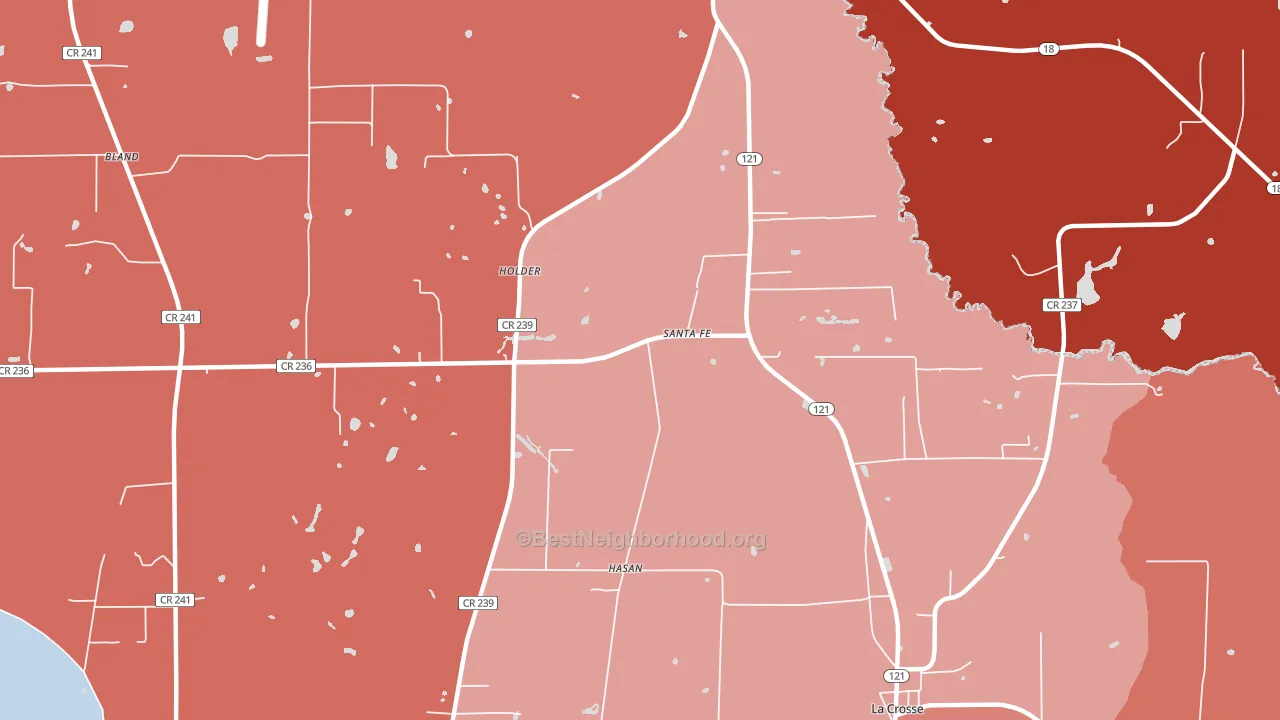 Santa Fe, FL block-group political-lean map