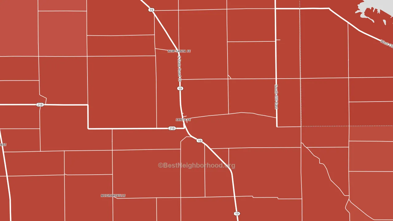 Santa Fe, IN block-group political-lean map