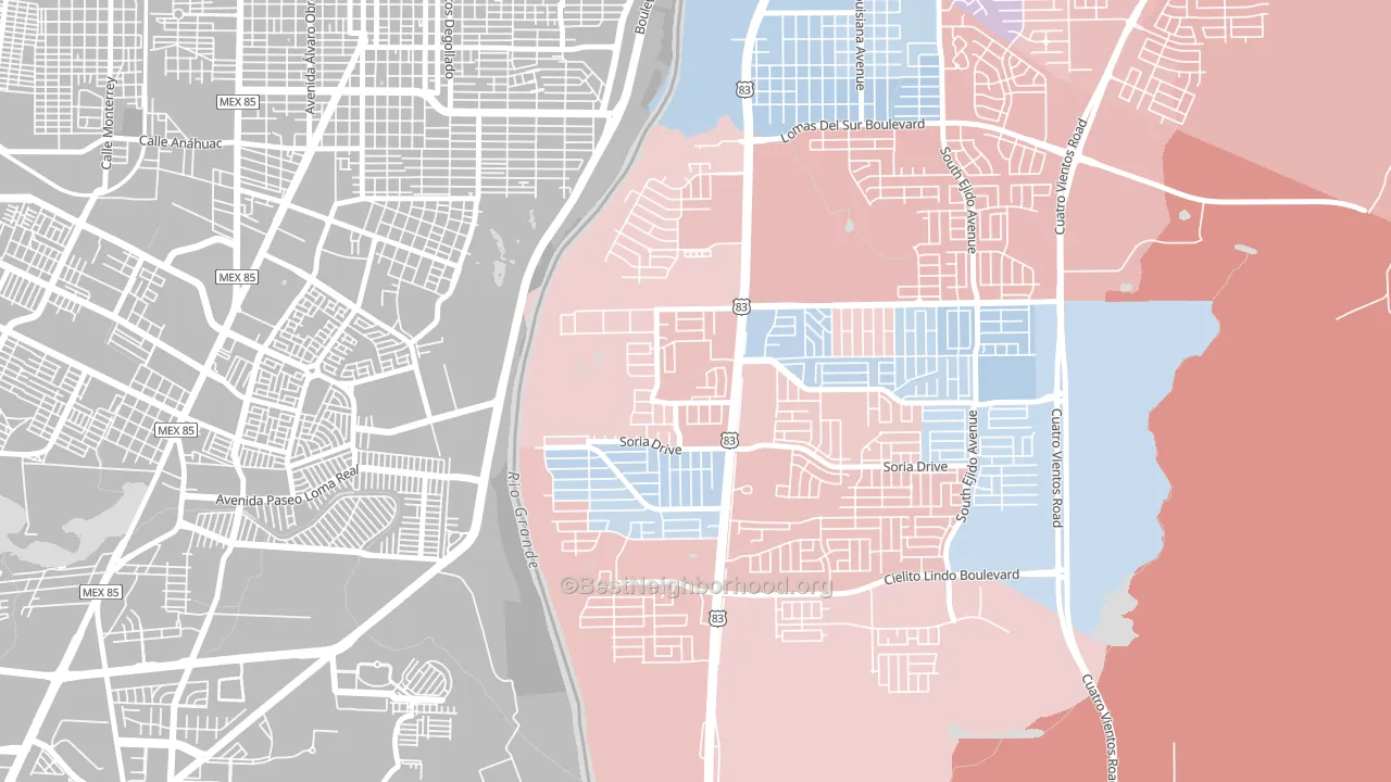Santa Fe, Laredo, TX block-group political-lean map
