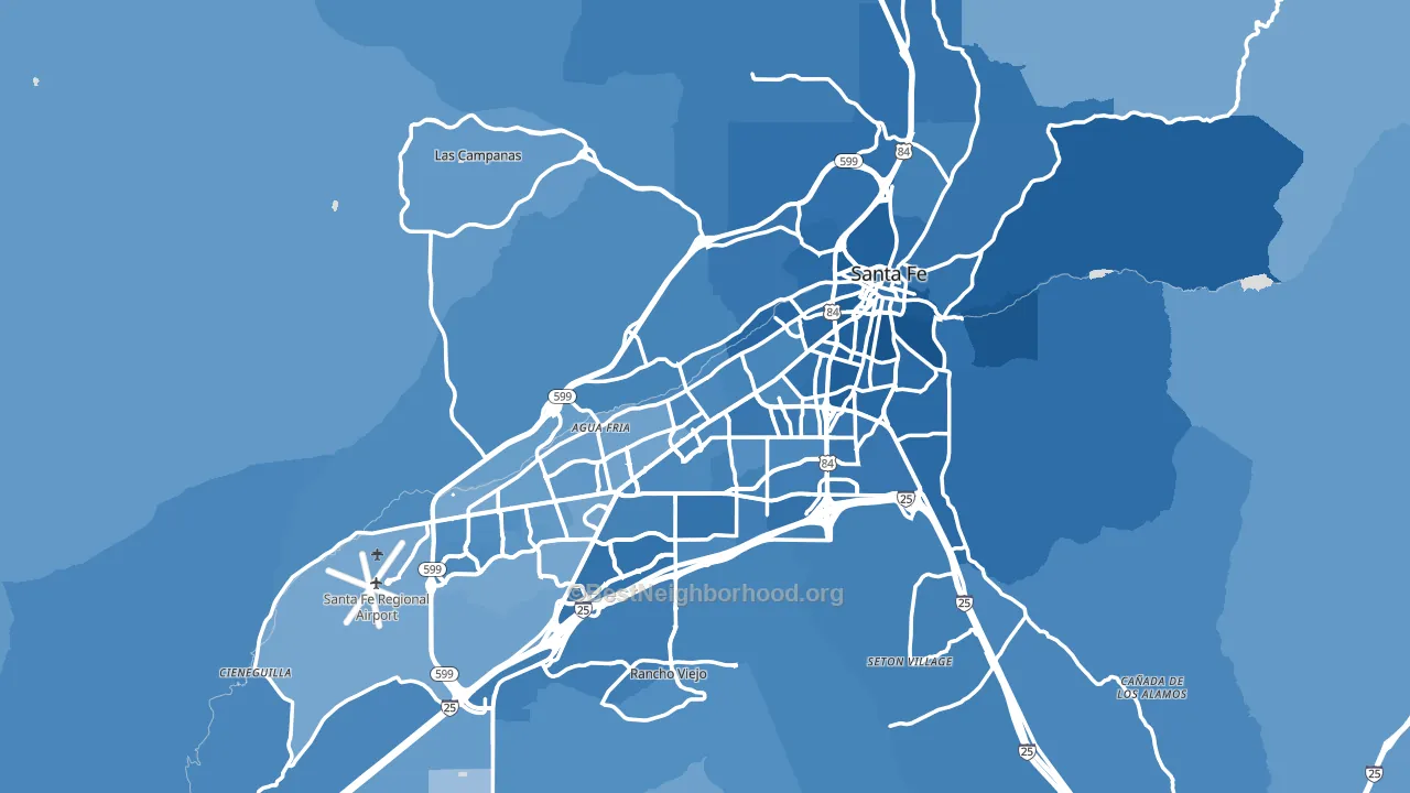 Santa Fe, NM block-group political-lean map