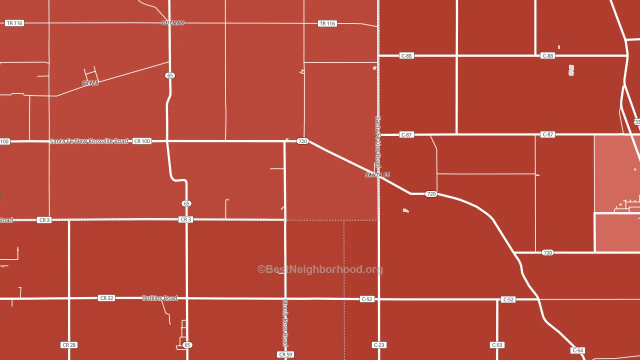 Santa Fe, OH block-group political-lean map