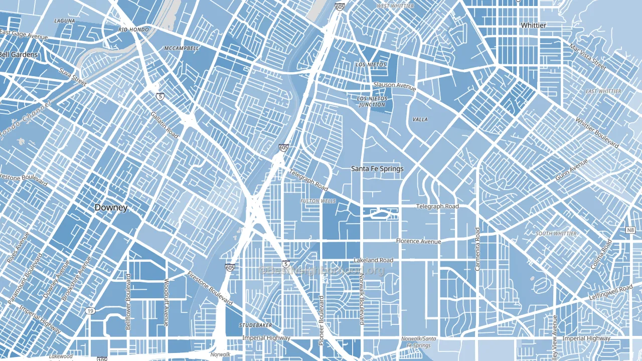 Santa Fe Springs, CA block-group political-lean map