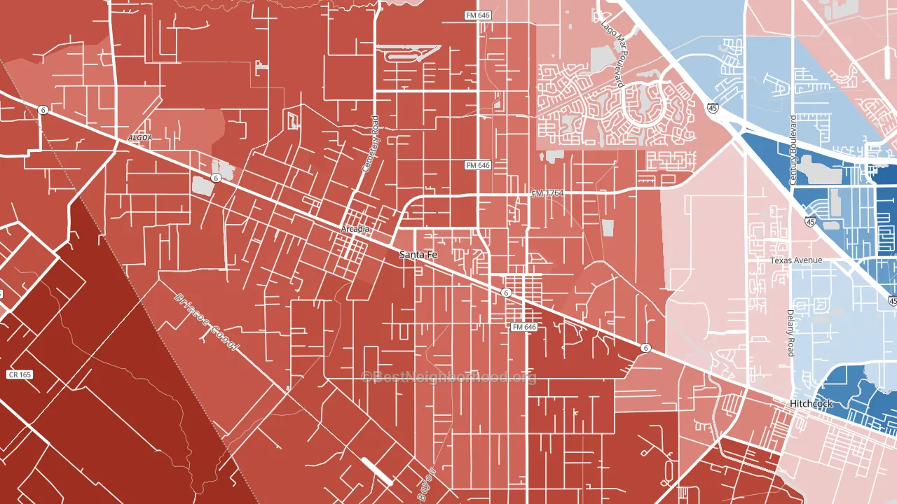 Santa Fe, TX block-group political-lean map