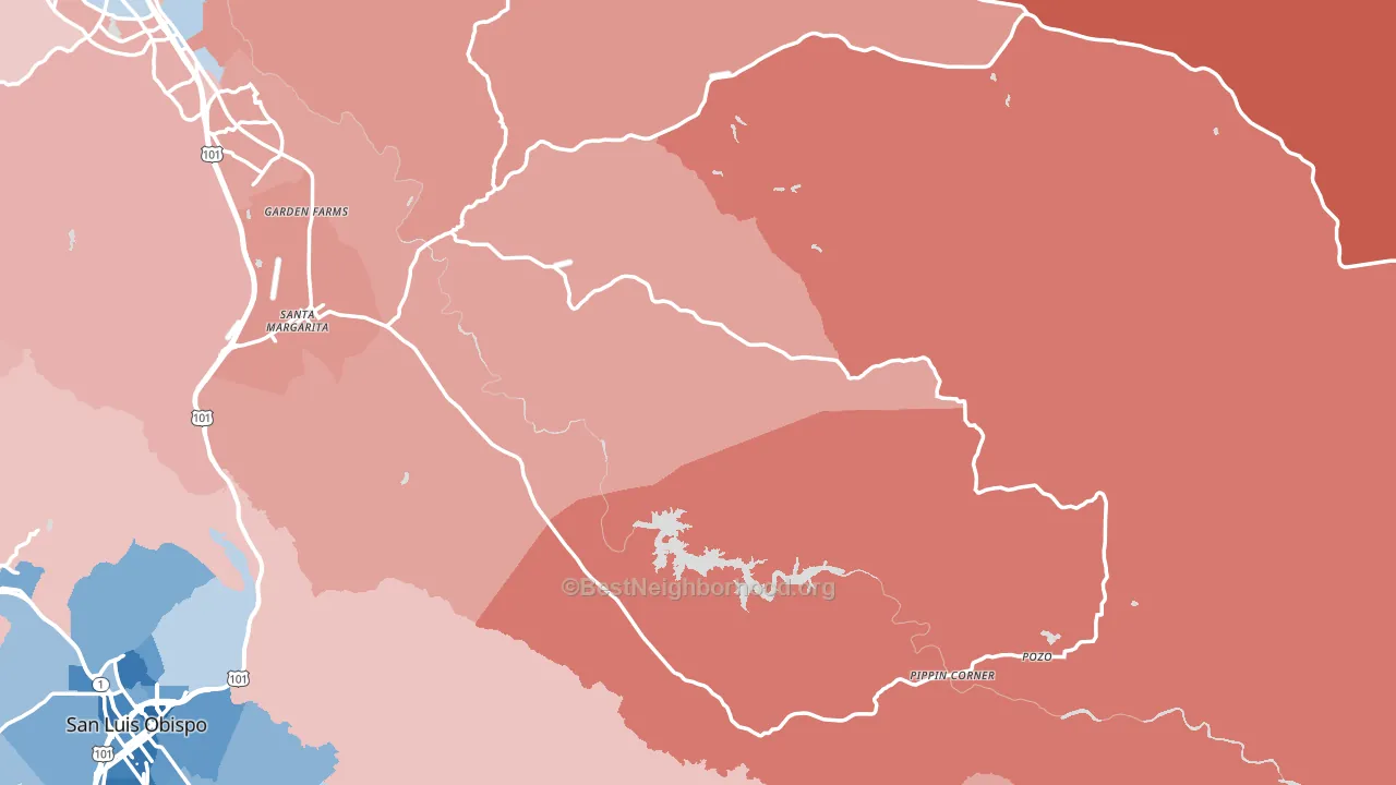Santa Margarita, CA block-group political-lean map