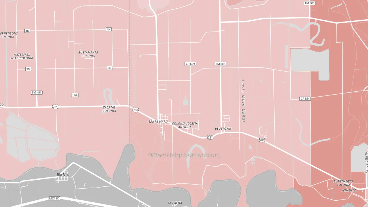 Santa Maria, TX block-group political-lean map