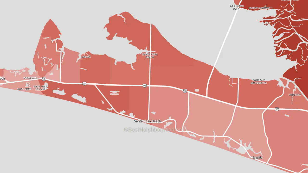 Santa Rosa Beach, FL block-group political-lean map