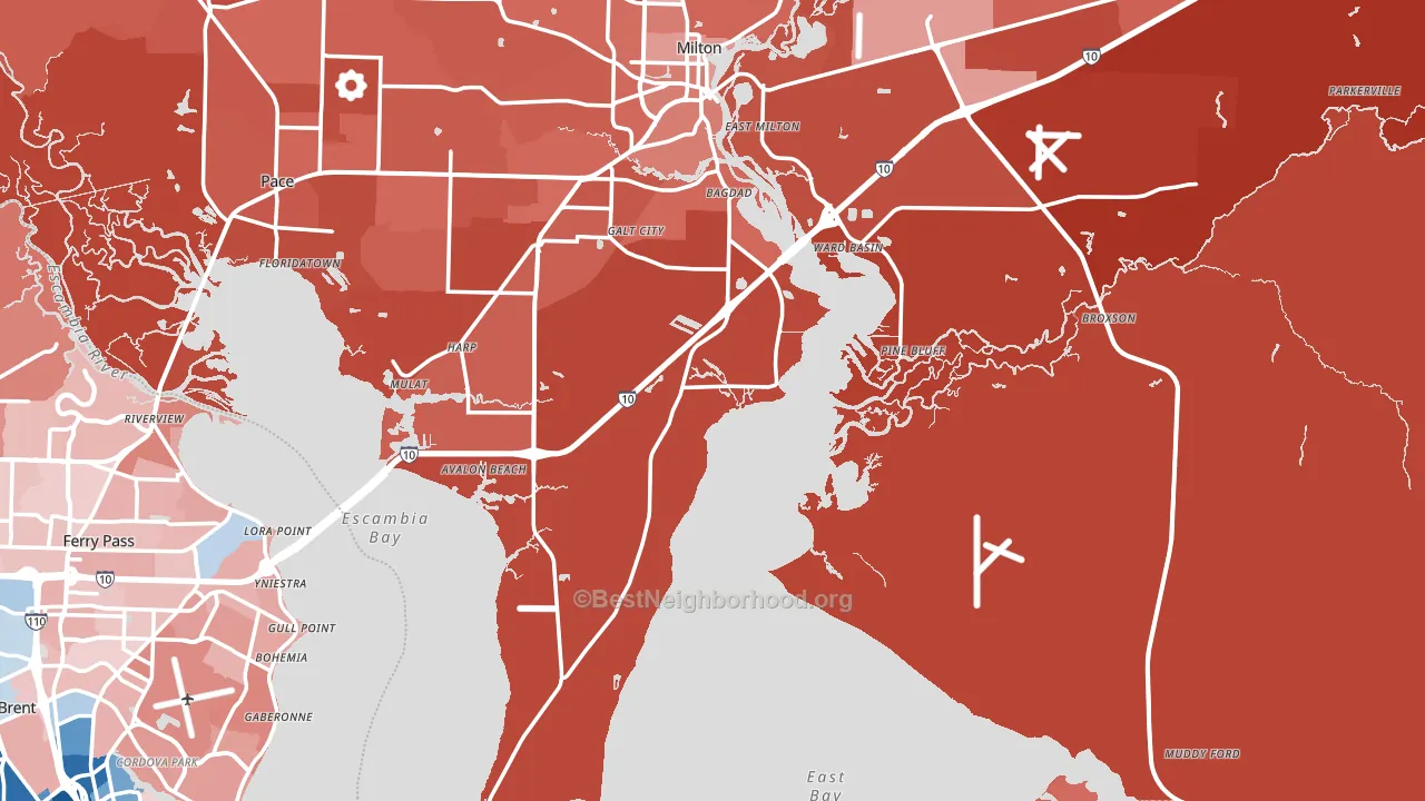 Santa Rosa County, FL block-group political-lean map