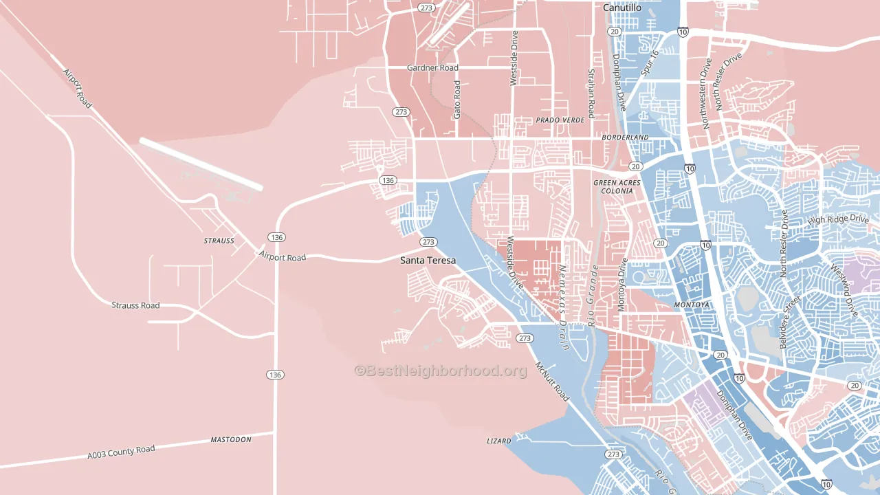 Santa Teresa, NM block-group political-lean map