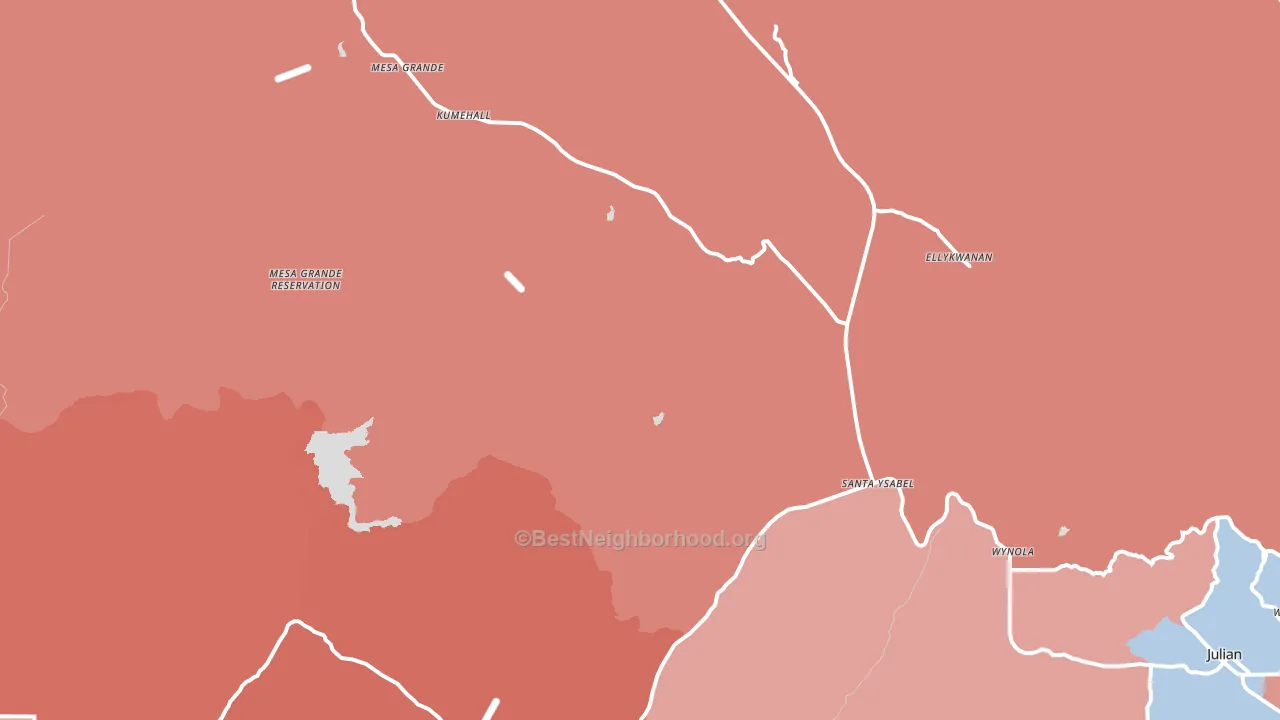 Santa Ysabel, CA block-group political-lean map