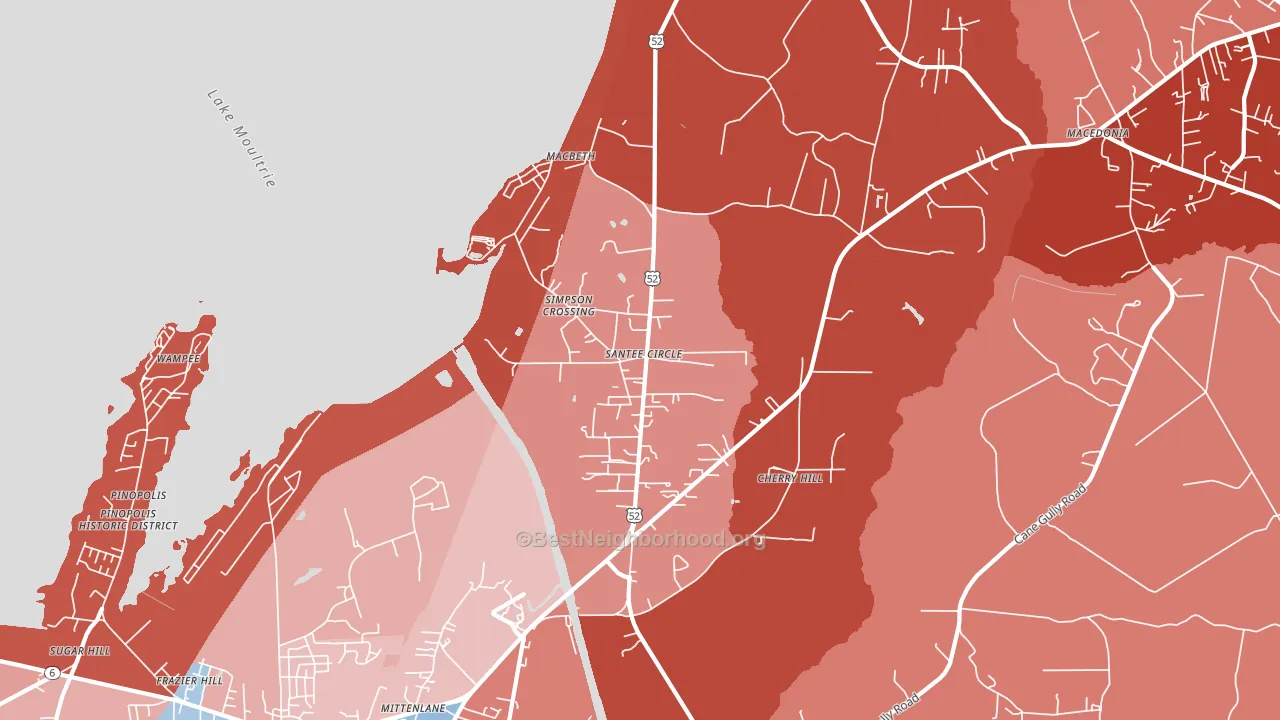 Santee Circle, SC block-group political-lean map