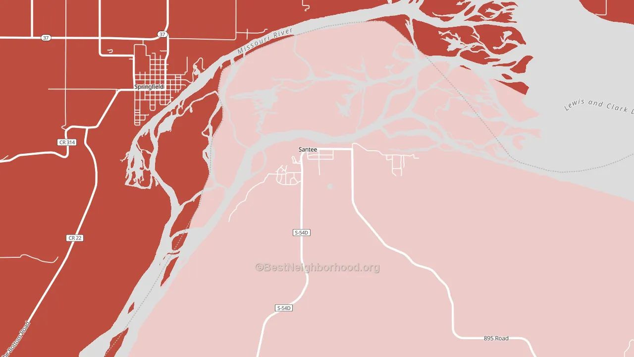 Santee, NE block-group political-lean map