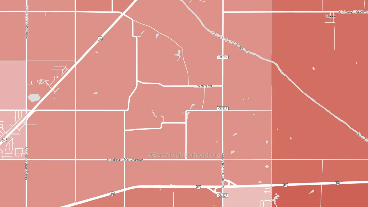 Santiago, IA block-group political-lean map