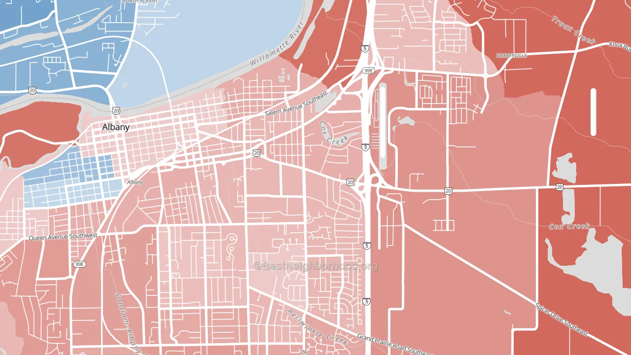 Santiam, Albany, OR block-group political-lean map