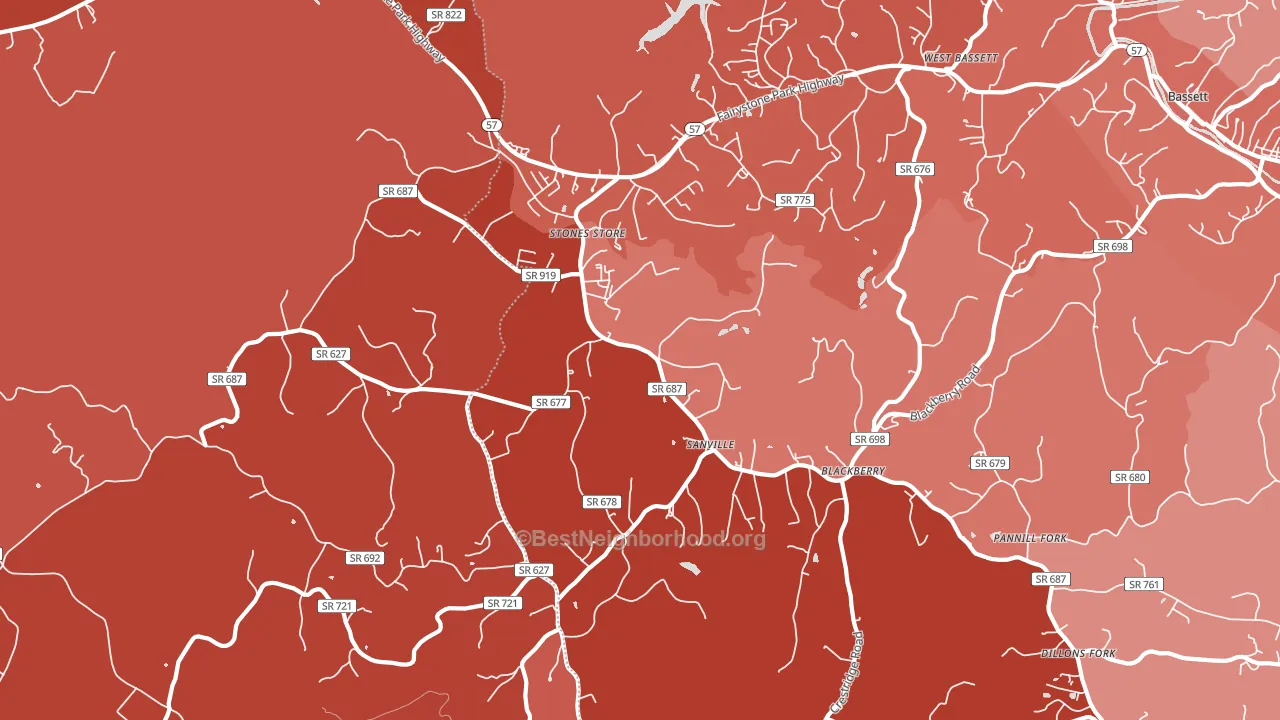 Sanville, VA block-group political-lean map