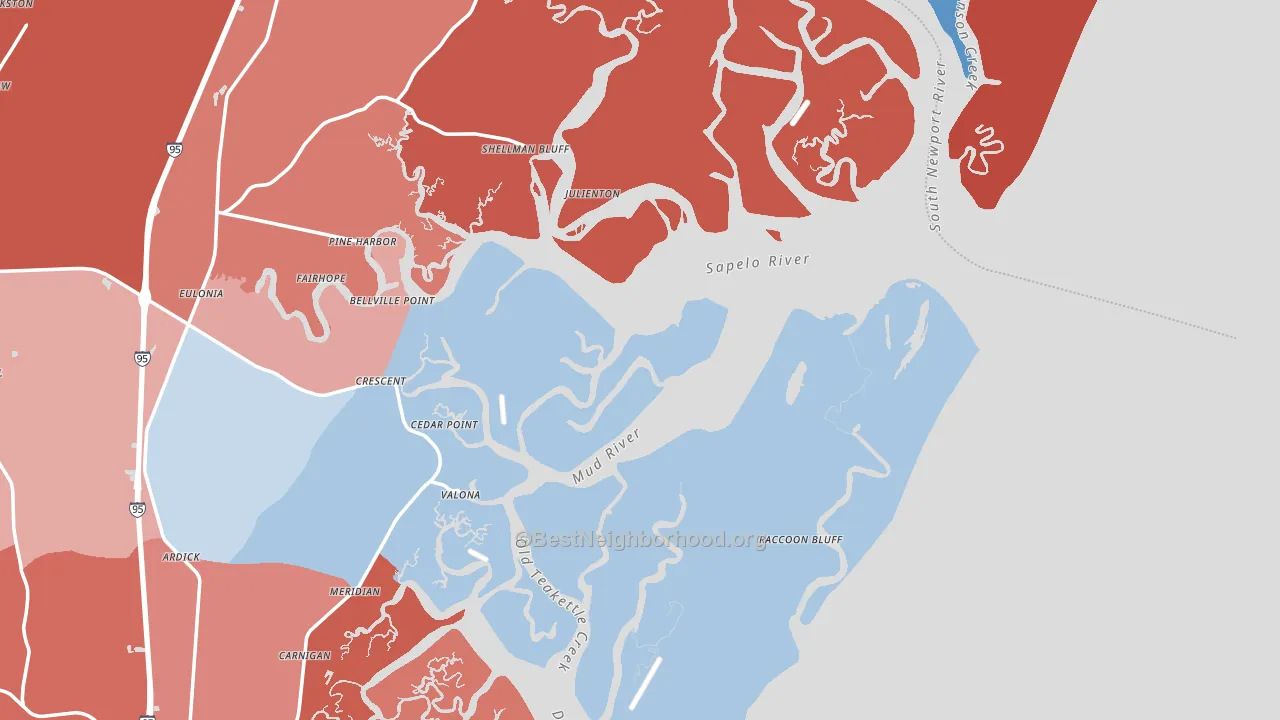 Sapelo Island, GA block-group political-lean map