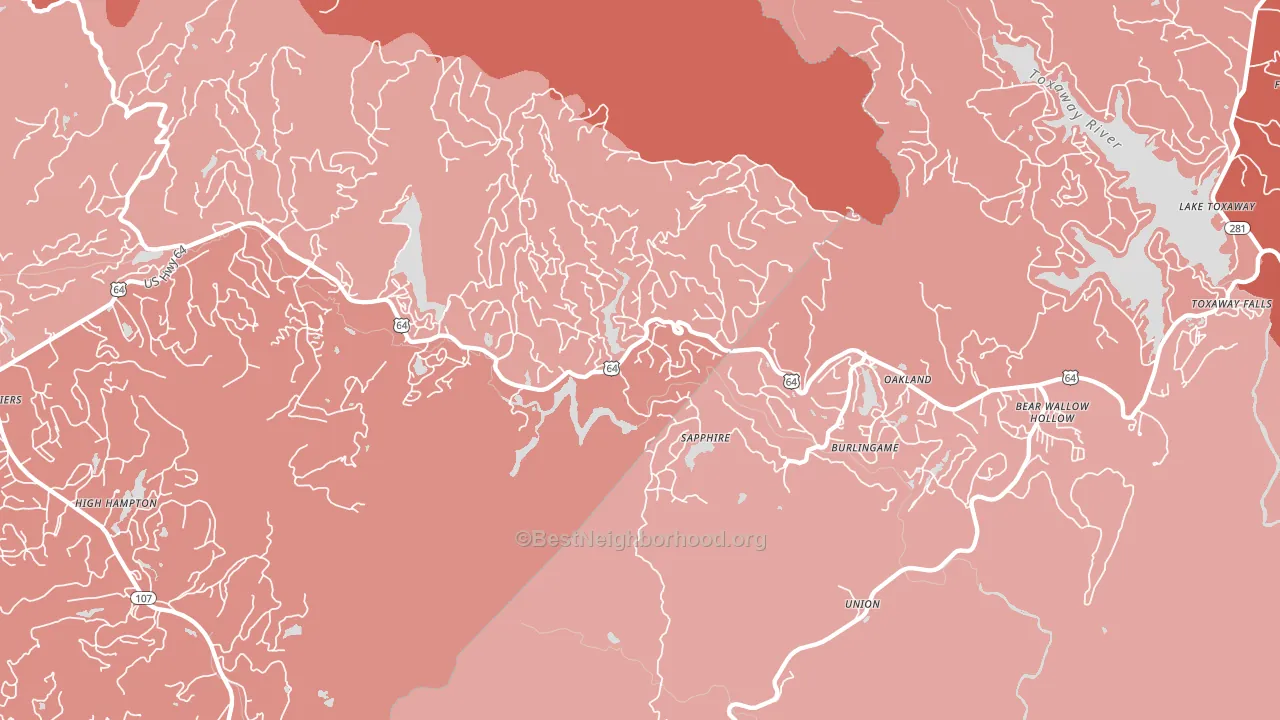 Sapphire, NC block-group political-lean map