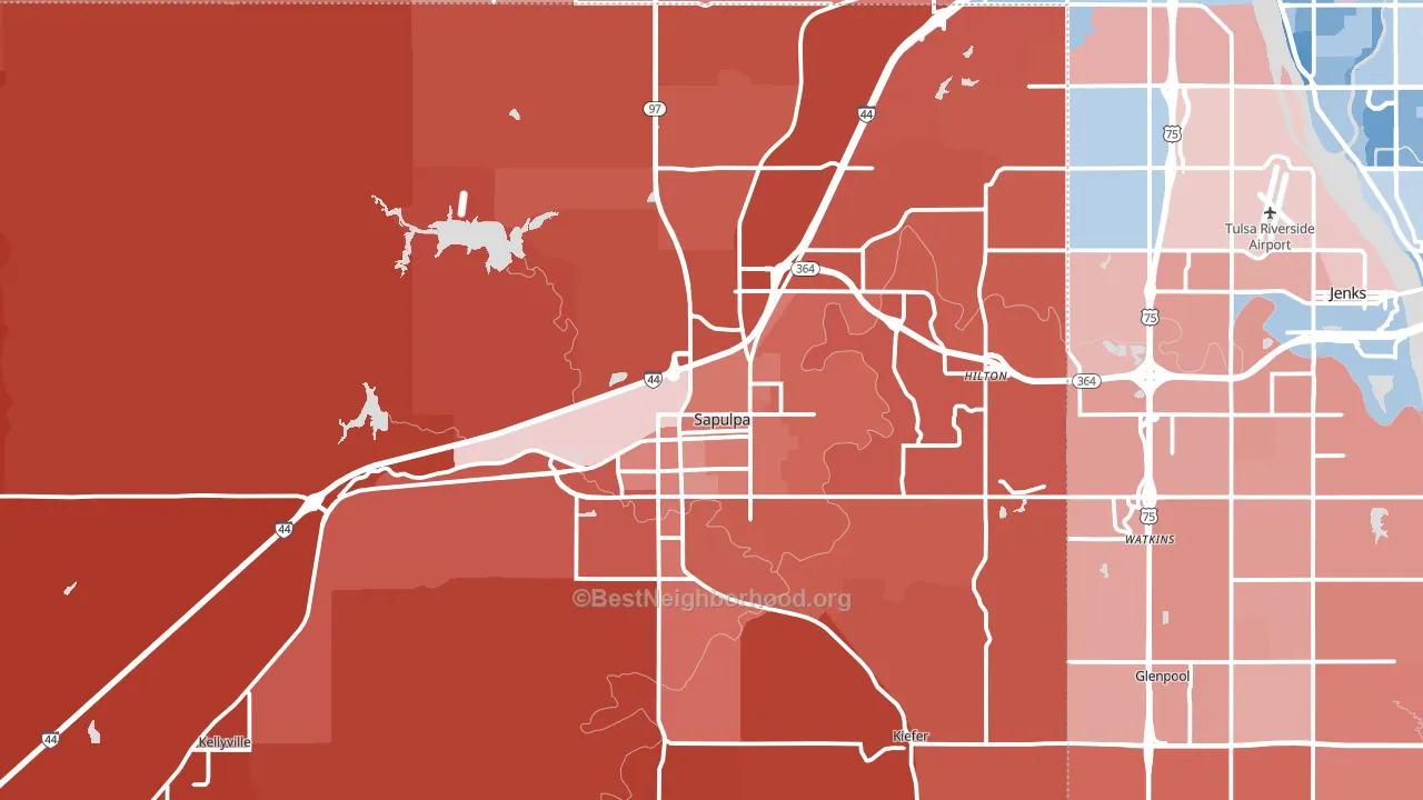 Sapulpa, OK block-group political-lean map
