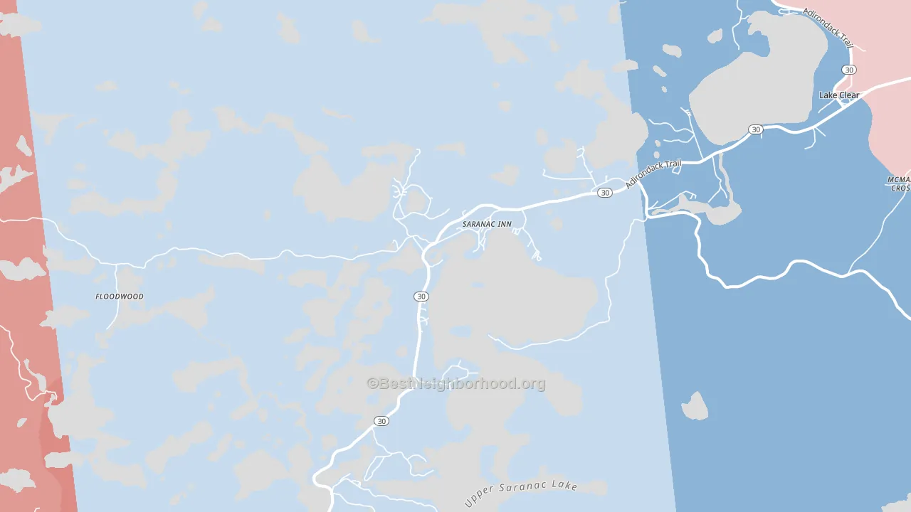 Saranac Inn, NY block-group political-lean map