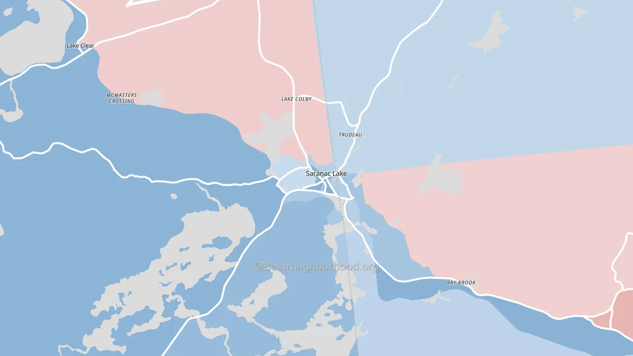 Saranac Lake, NY block-group political-lean map