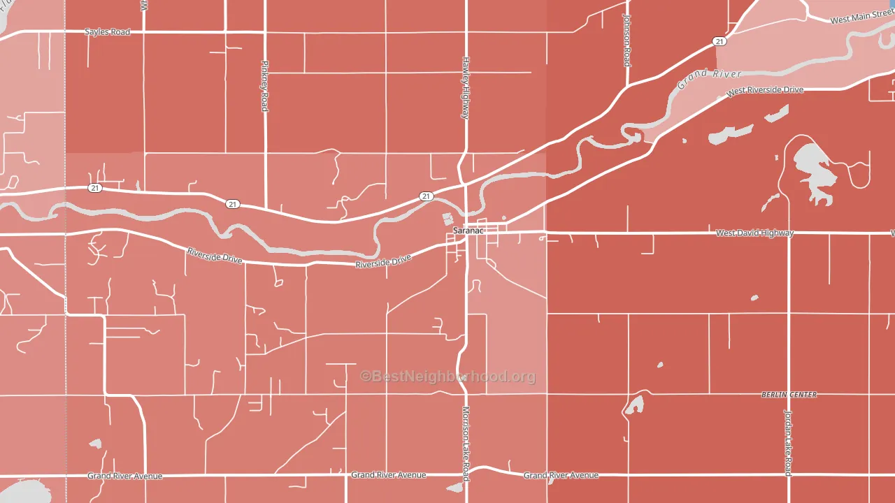 Saranac, MI block-group political-lean map