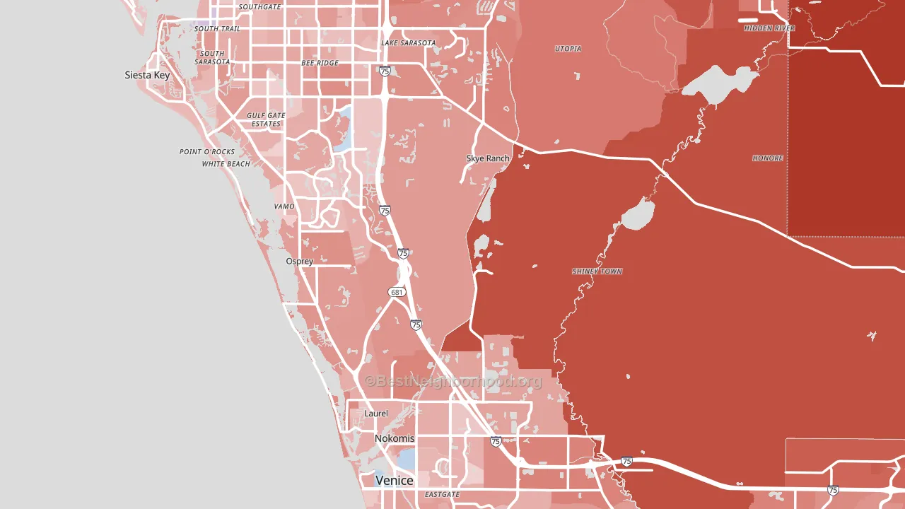 Sarasota County, FL block-group political-lean map