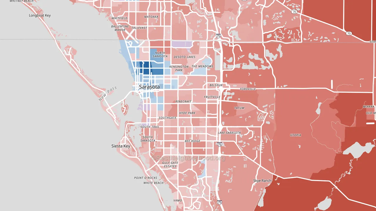 Sarasota, FL block-group political-lean map