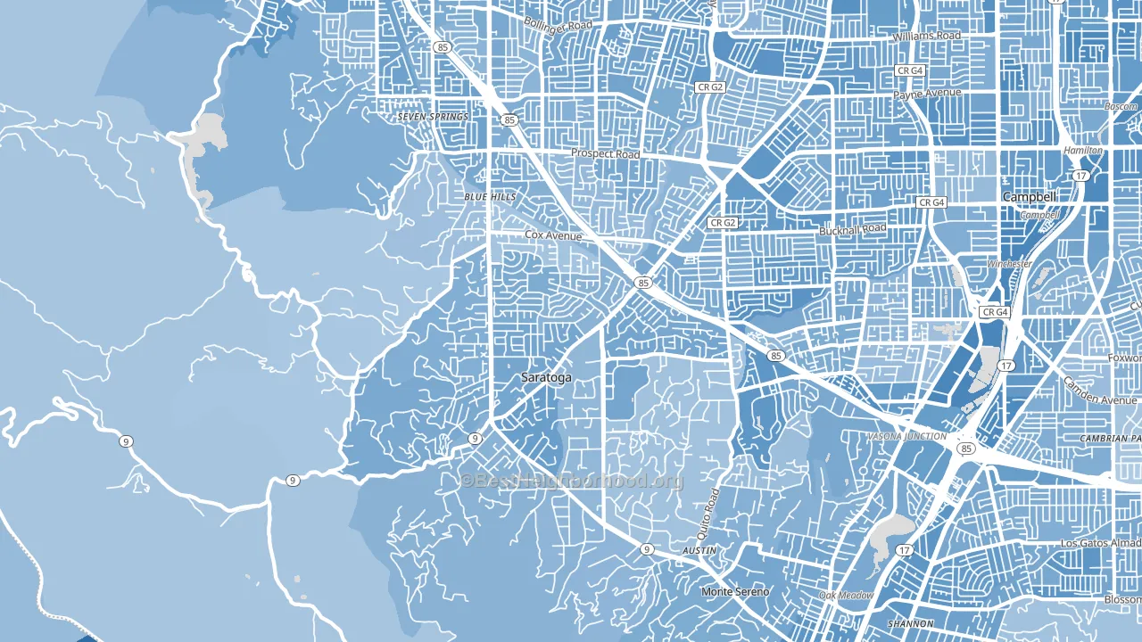 Saratoga, CA block-group political-lean map