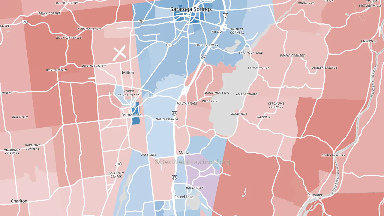 Saratoga County, NY block-group political-lean map
