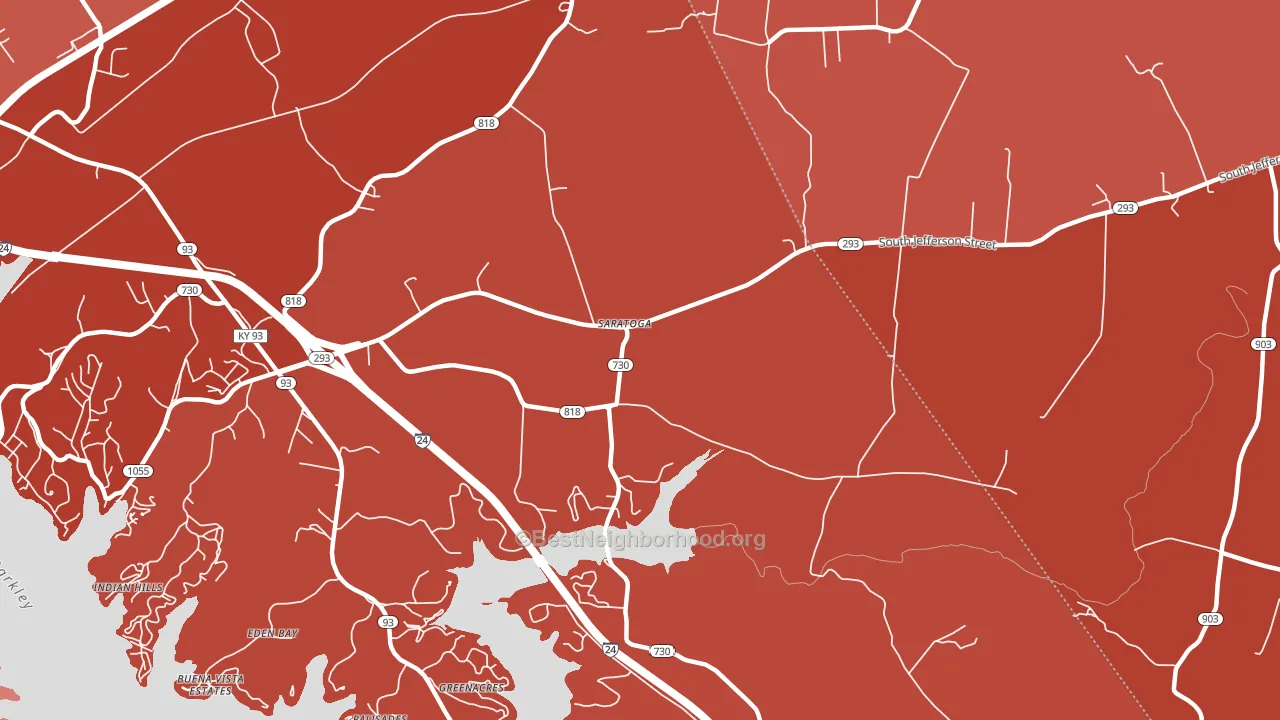 Saratoga, KY block-group political-lean map