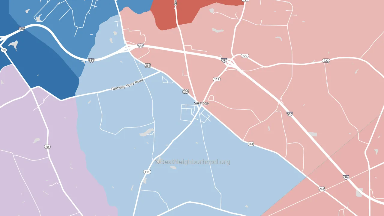Saratoga, NC block-group political-lean map