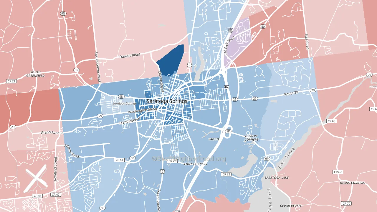 Saratoga Springs, NY block-group political-lean map