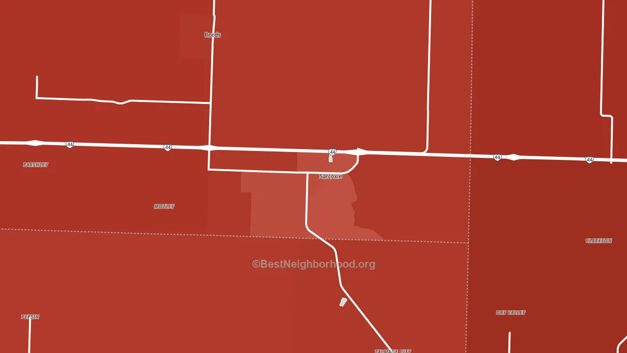 Sarcoxie, MO block-group political-lean map