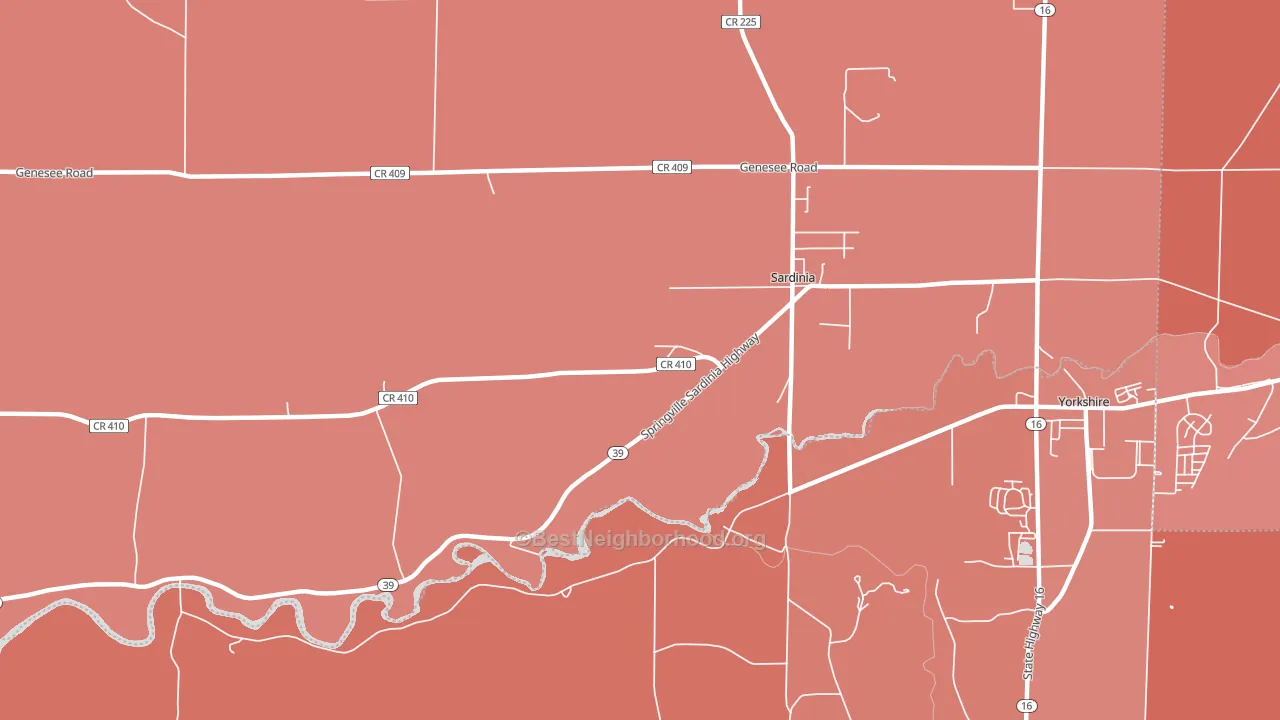 Sardinia, NY block-group political-lean map